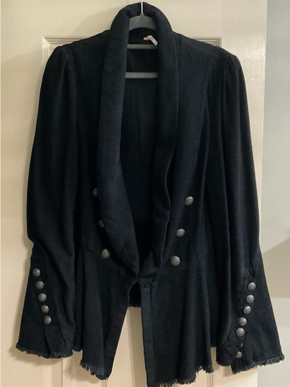 Free People Black Double-Breasted Shawl Collar Blazer